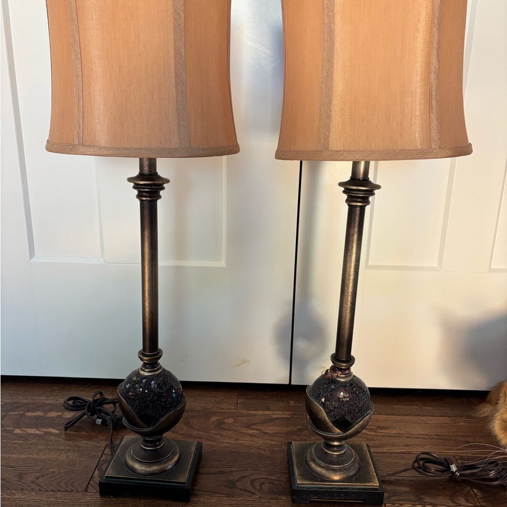 Elegant Uttermost Table Lamps with Tan Shades